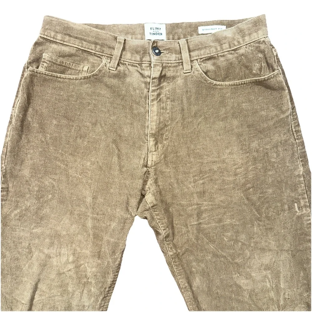 Flint and Tinder Pants Mens Fit 31/28 Brown Corduroy Straight Fit Mid Rise